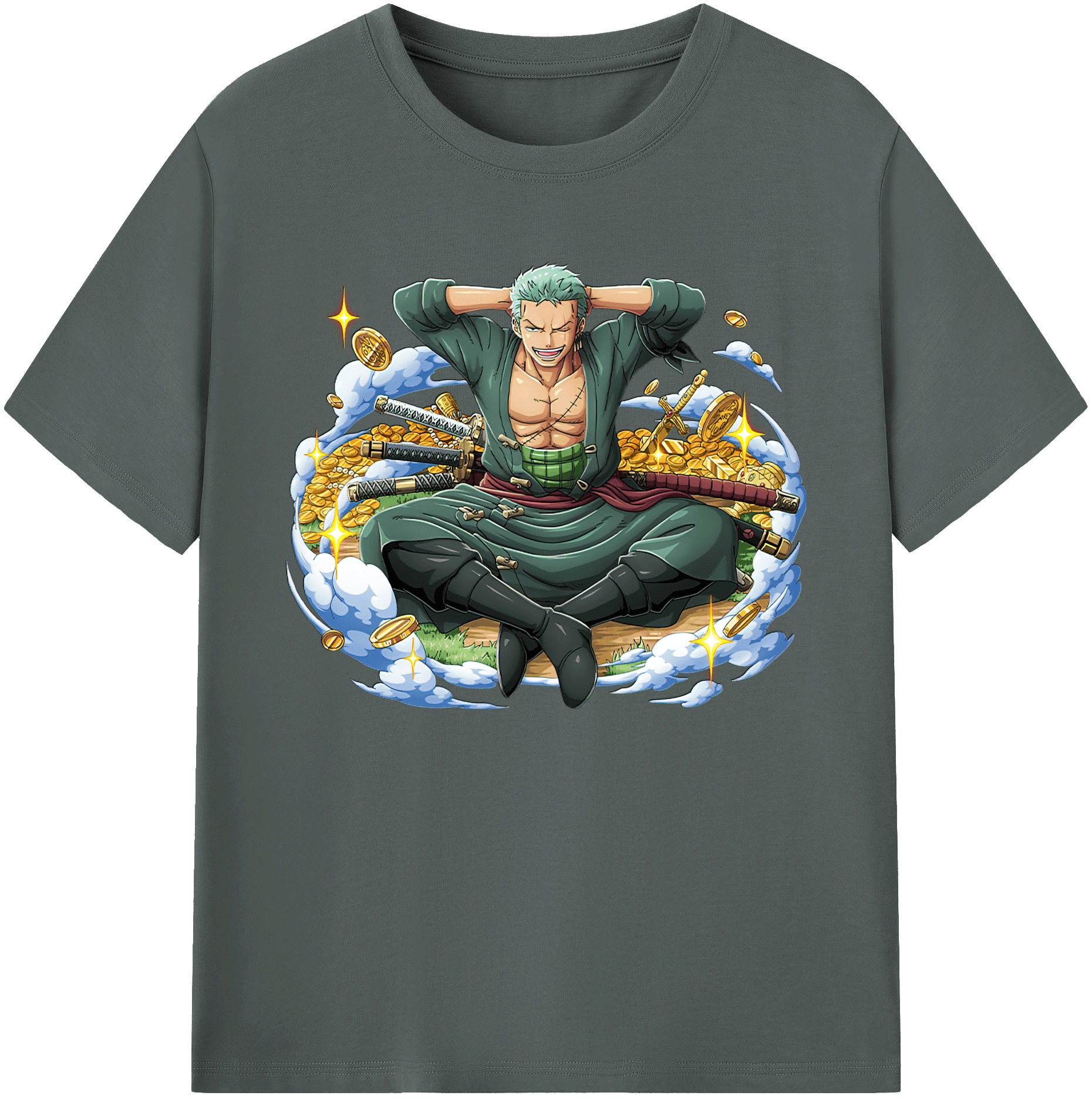 ワンピース ロロノア・ゾロ ONE PIECE Roronoa Zoro 綿100％ メンズ半袖Tシャツ｜肌触りやわらか＆通気性